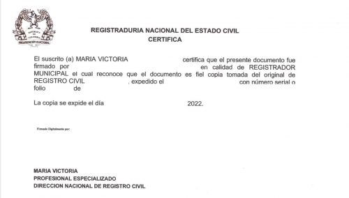 Certificado de nacimiento Kolumbien Antioquia