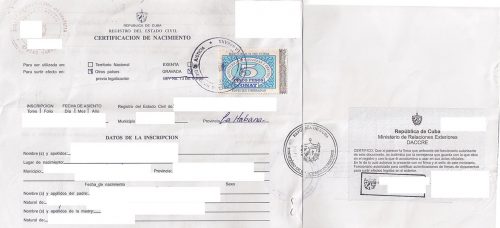 Certificación de Nacimiento Kuba handschriftlich quer 2