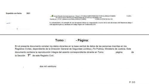 Elektronische Signatur Geburtsurkunde literal Spanien