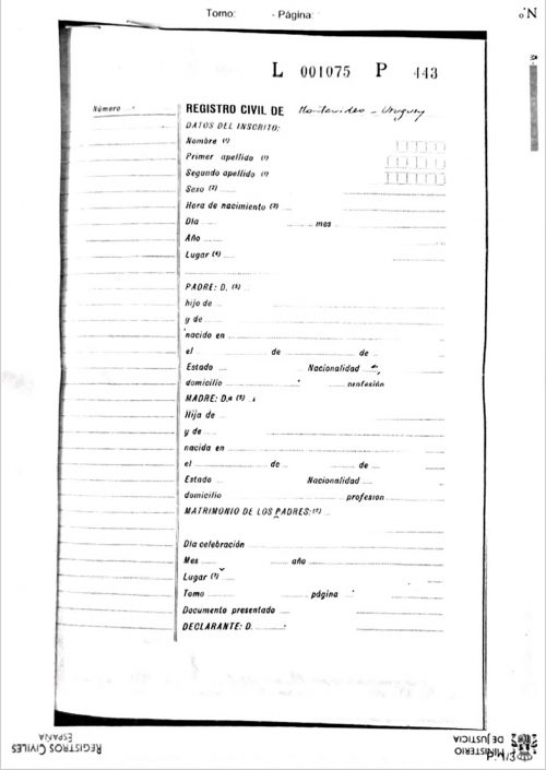 Geburtsurkunde Spanien spanisches Konsulat in Uruguay