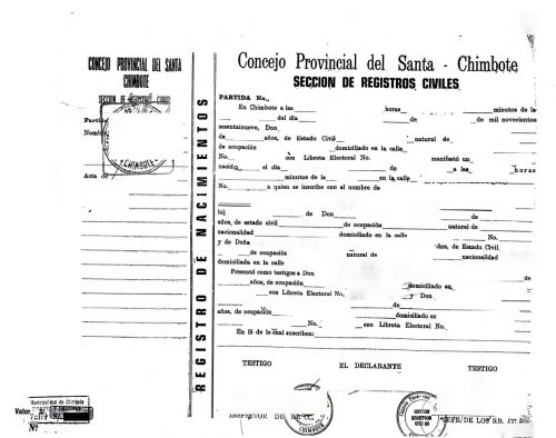 Registro de Nacimientos Chimbote Peru