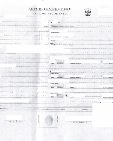 Geburtsurkunde Peru