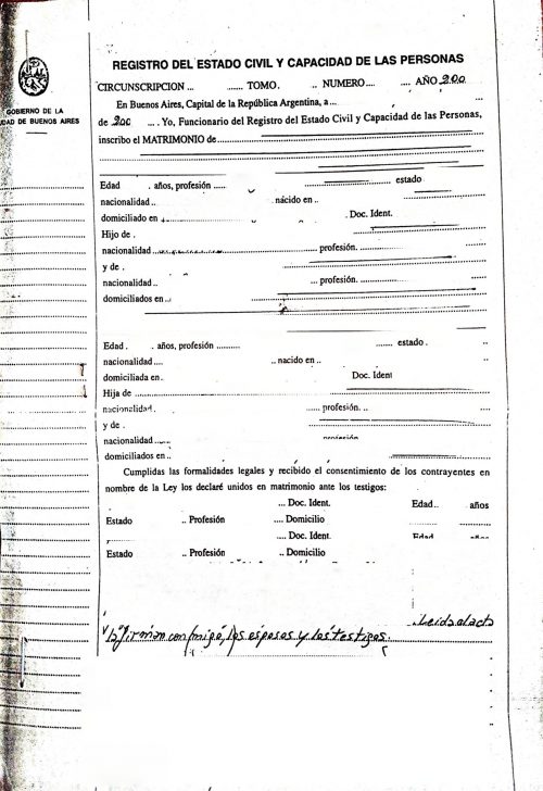 Registro del Estado Civil y Capacidad de las Personas Buenos Aires 200er