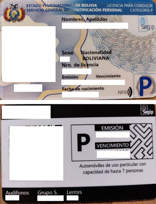 Führerschein Bolivien Typ P 2. Version