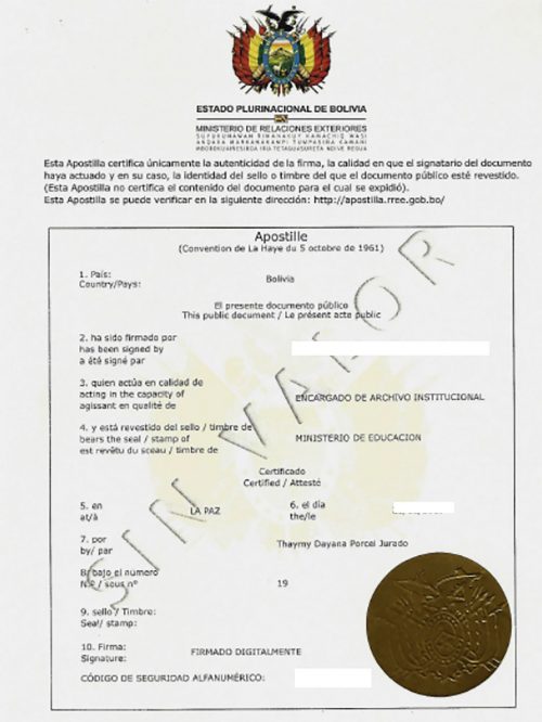 Apostille Bolivien