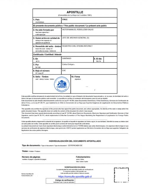 Apostille Chile digital