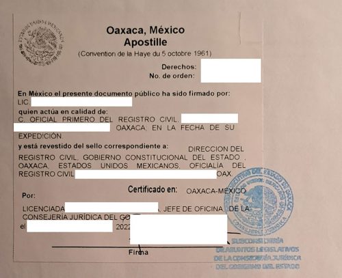Apostille Mexiko Oaxaca