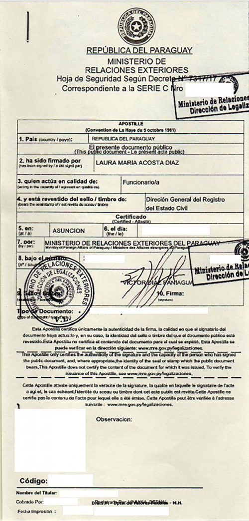 Apostille Paraguay Decreto 7317/17