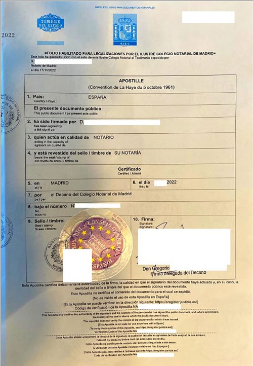 Apostille Spanien Colegio Notarial