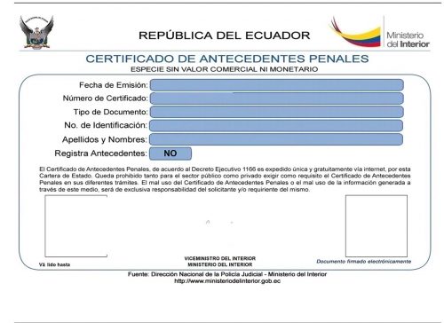 Certificado de antecedentes penales Ecuador digital