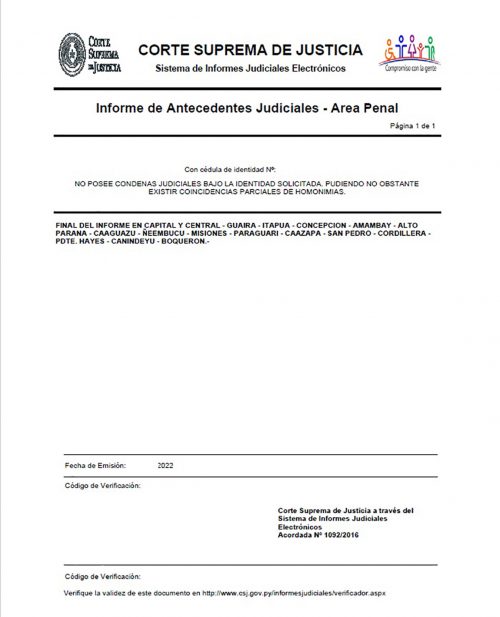 Informe de antecedentes judiciales digital Paraguay