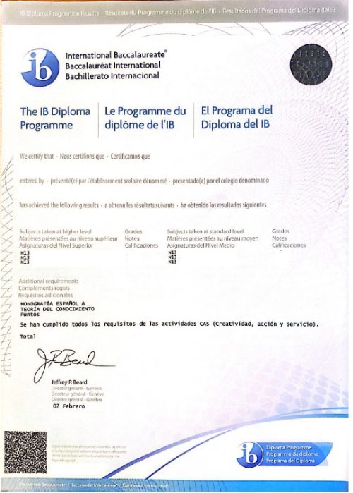 Bachillerato Internacional: Resultados del Programa del Diploma del IB
