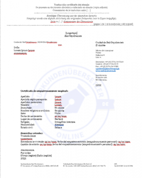 Erweiterte Meldebescheinigung Bad Oyenhausen