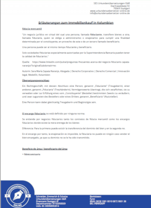 Infoblatt Immobilien Kolumbien