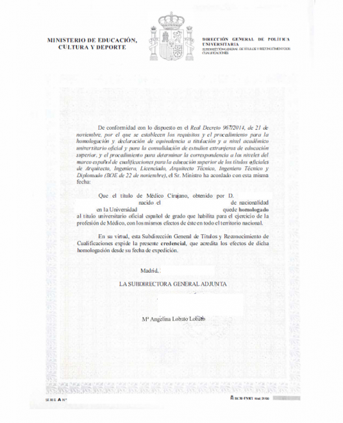 Certificado de Homologación Decreto 967/2014 Spanien