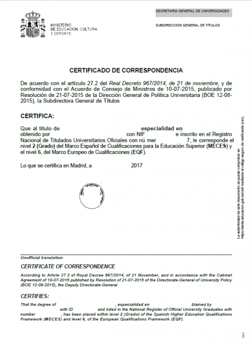 Certificado de Homologación RD 967/2014 Spanien - zweisprachig, digital signiert