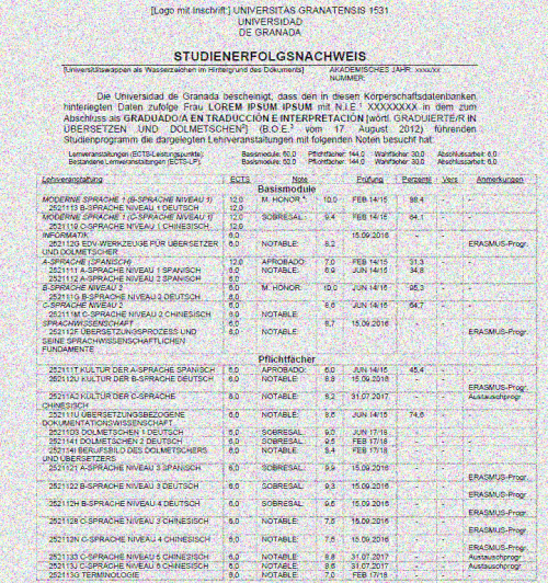 Certificación Académica Grado en Traducción e Interpretación Universidad de Granada