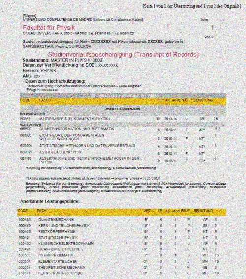 Certificado Académico Máster en Física Universidad Complutense Madrid