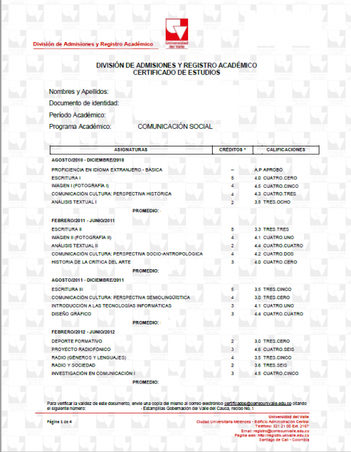 Certificado de Estudios Universidad del Valle de México
