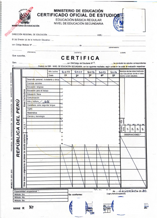 Certificado Oficial de Estudios