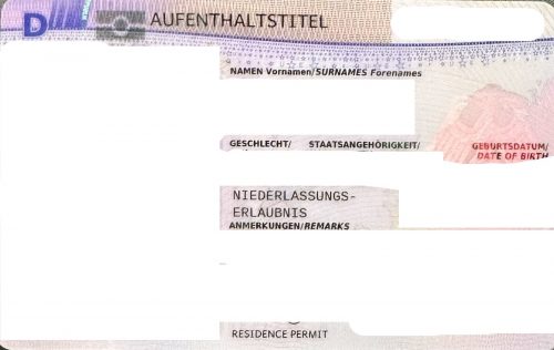 Aufenthaltstitel - Niederlassungserlaubnis DE>ES
