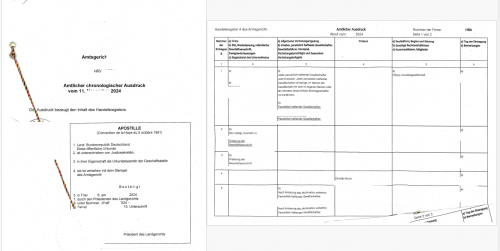 Chronologischer Handelsregisterauszug OHG (DE>ES)