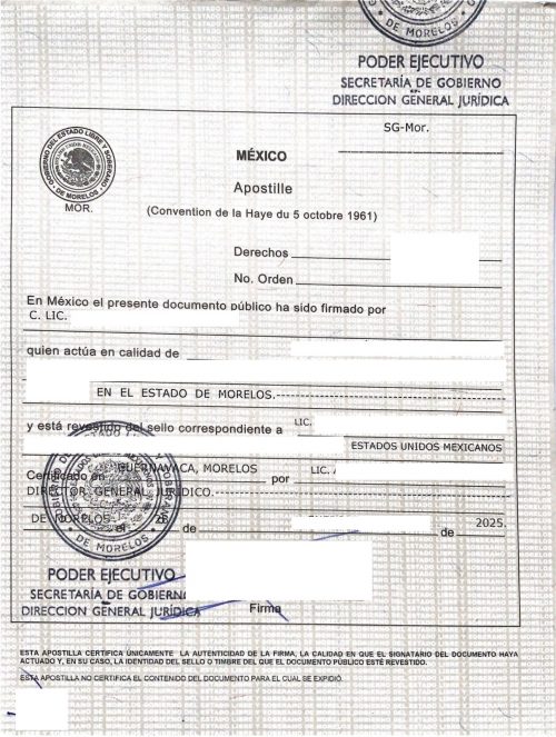 Apostille Mexiko Morelos