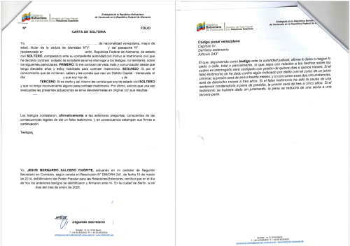 Carta de Soltería Venezuela