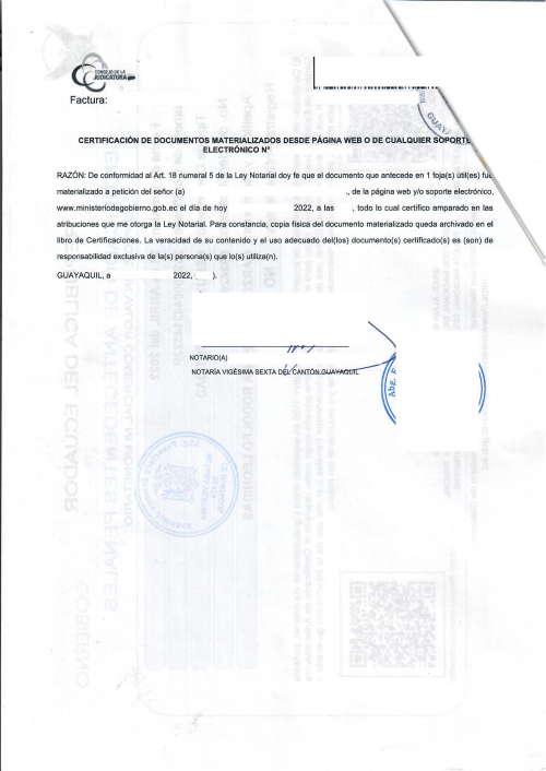 Certificación de documentos materializados Ecuador