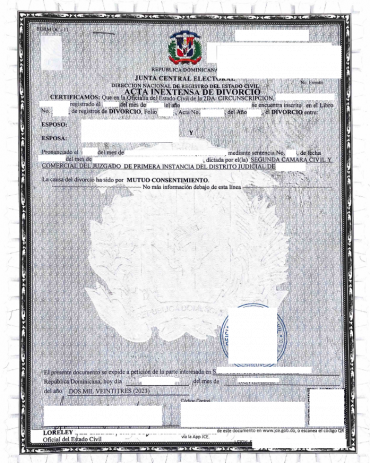 Scheidungsurkunde DomRep