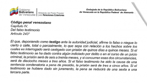 Código Penal Venezolano Capítulo IV del falso testimonio