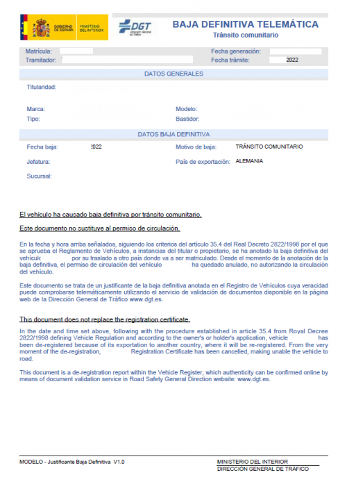 Modelo - Justificante Baja definitiva V1.0