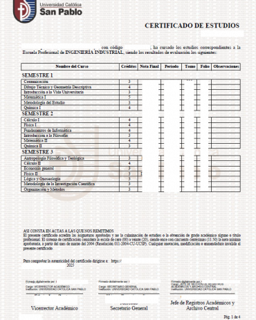 Ingeniería Industrial Universiad Católica San Pablo