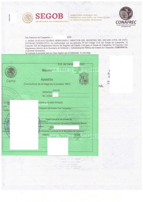 Acta de Nacimiento Mexiko Digital CAMPECHE