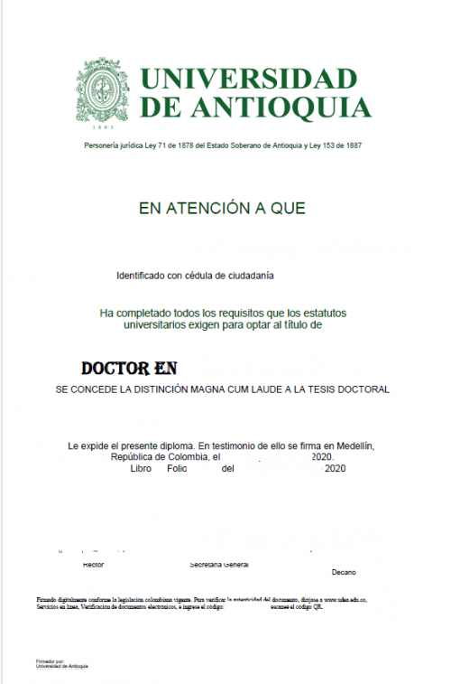 Abschluss "DOCTOR EN" - Universidad de Antioquia