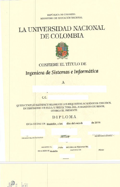 Abschluss "Ingeniero / Ingeniera" Universidad Nacional de Colombia