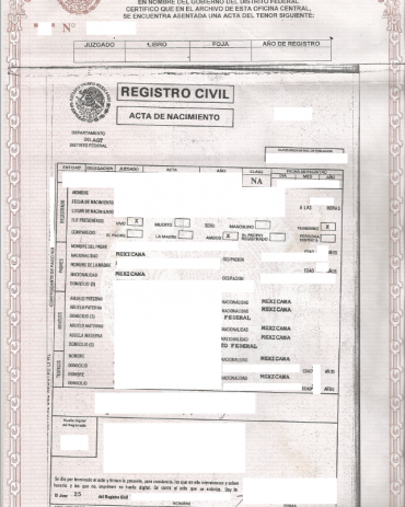 Geburtsurkunde Mexiko-Stadt