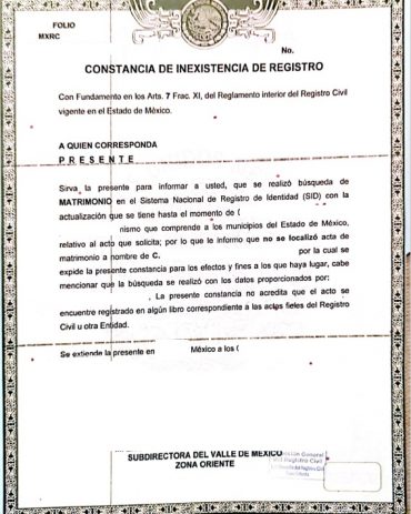 Ledigkeitsbescheinigung Mexiko Bundesstaat