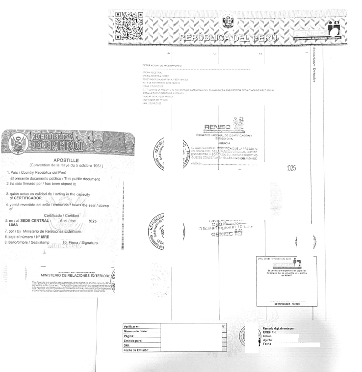 Acta de nacimiento Peru Lima Querformat Reniec digital signiert