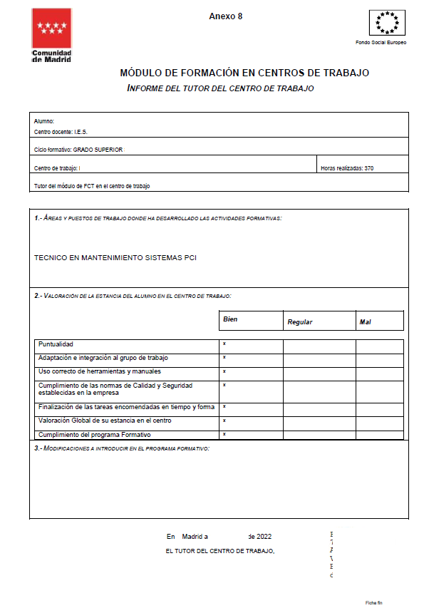 Anexo 8 Módulo de Formación en Centros de Trabajo