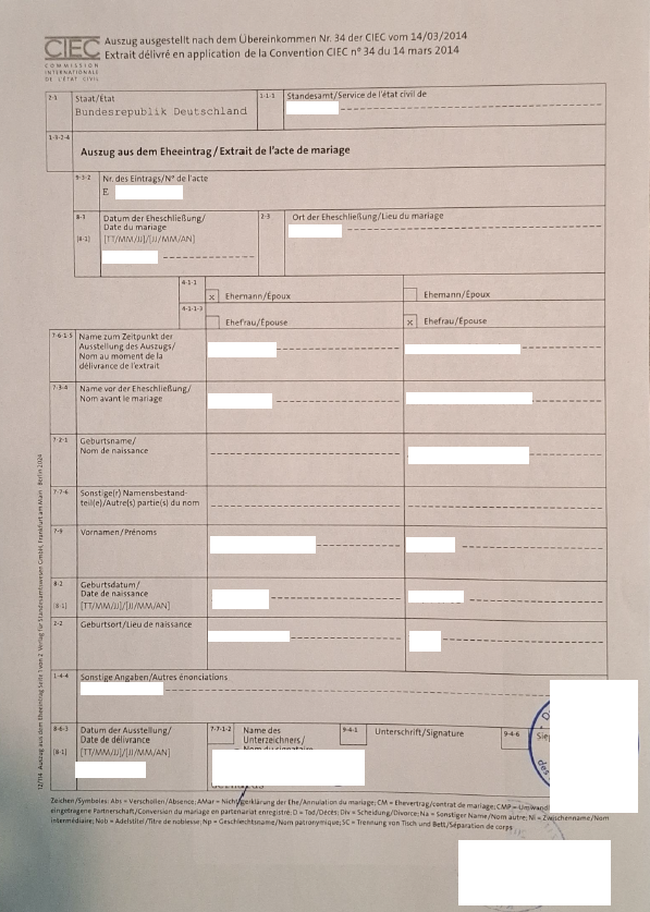 Internationale Eheurkunde Deutschland (CIEC)