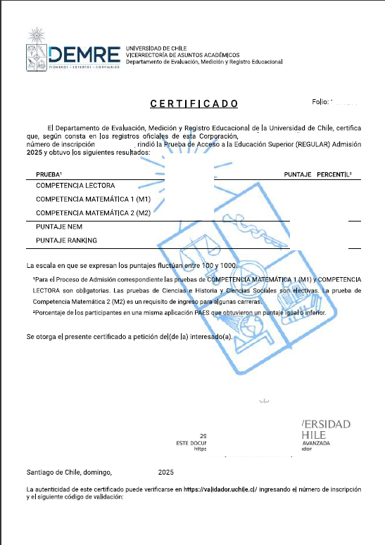Pruebas de acceso a la Universidad Chile