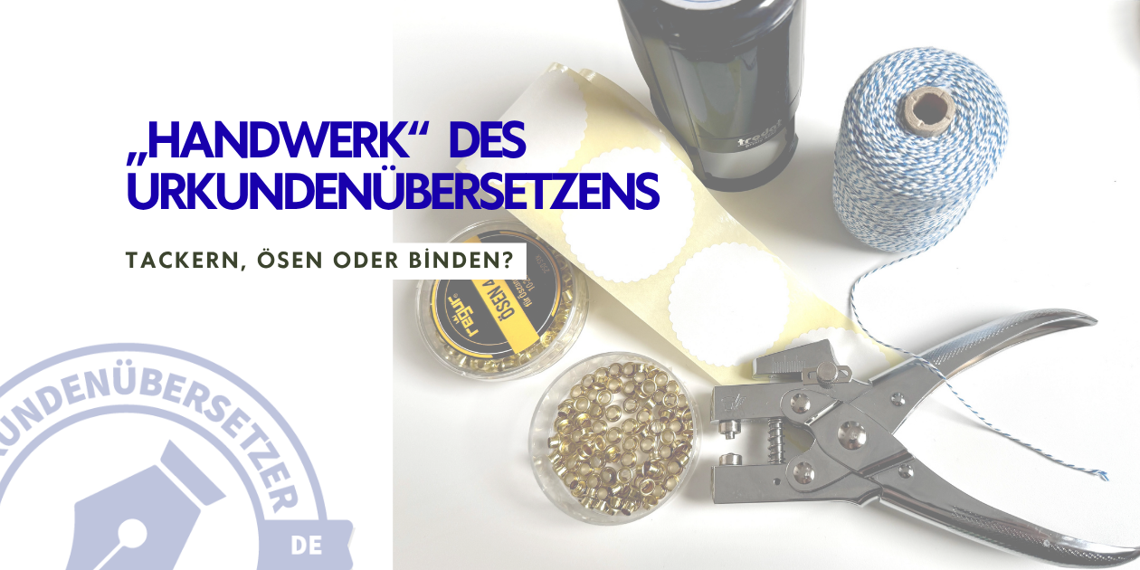 Urkunden binden, tackern, ösen